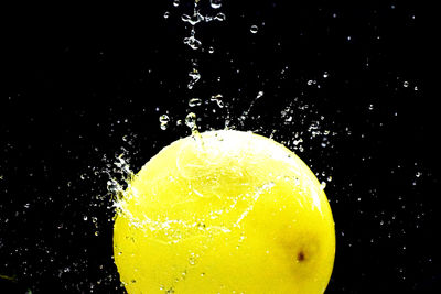 Close-up of wet glass against black background