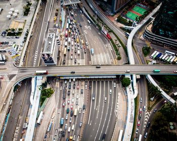 High angle view of traffic on city street