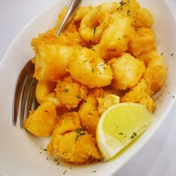 High angle view of meal served in plate