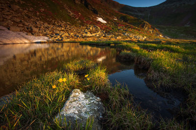 Reflection of mountain in lake