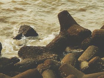 Full frame shot of waves splashing on beach