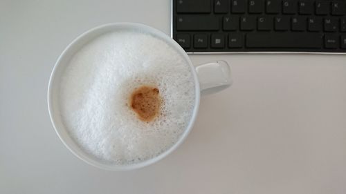 Close-up of coffee cup on table