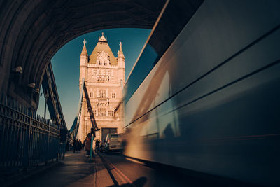 View of bridge and buildings in city