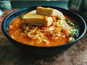 Close-up of meal served in bowl