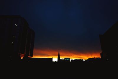 Low angle view of building against sky at sunset