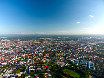 High angle view of city against sky