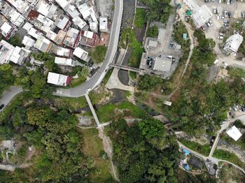 High angle view of road amidst a city 