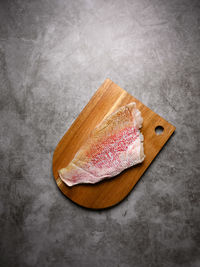 High angle view of food on cutting board