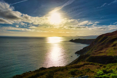 Scenic view of sea against sky during sunset