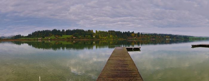 Scenic view of lake against sky