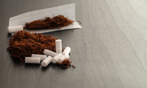 High angle view of food on table