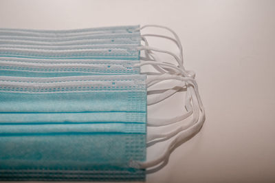 High angle view of blue table against white background