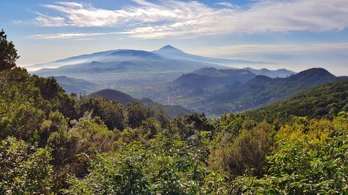 Scenic view of mountains against sky teide, tenerife