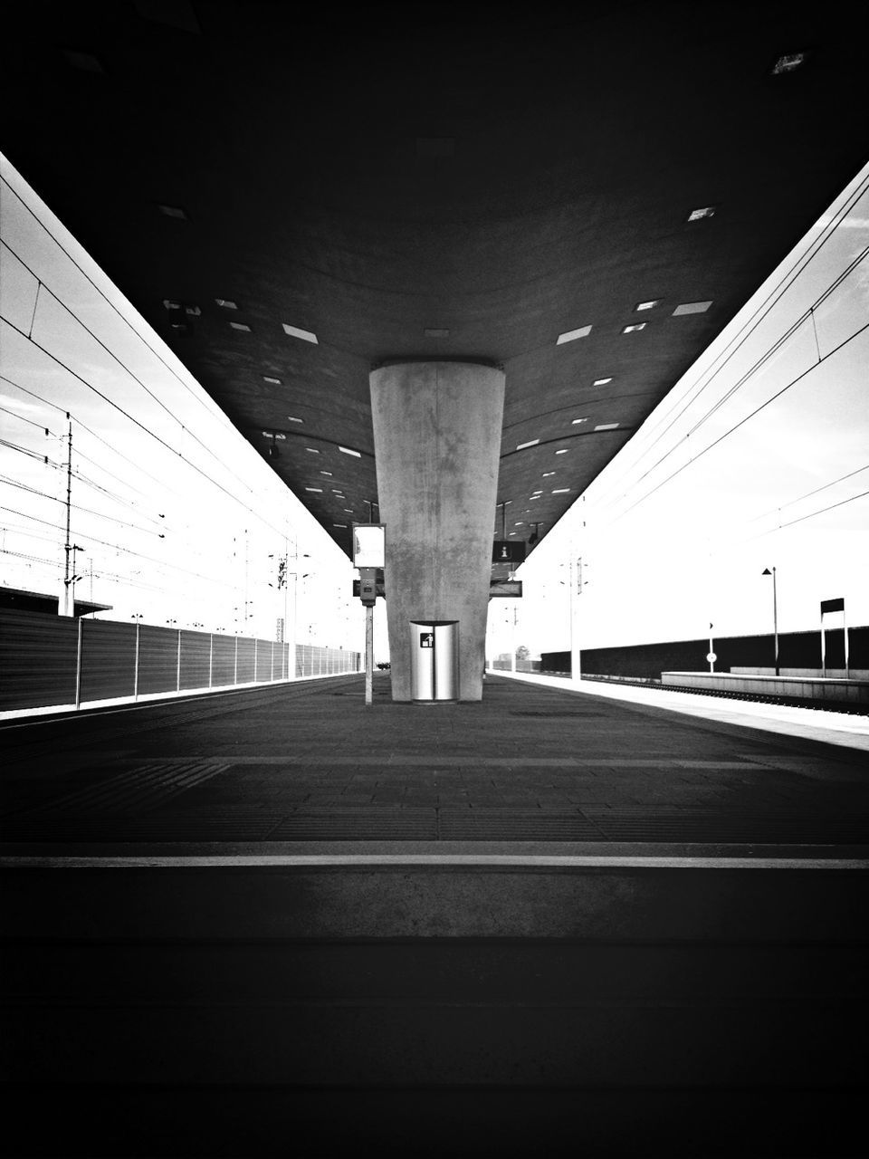 the way forward, transportation, built structure, architecture, diminishing perspective, indoors, bridge - man made structure, connection, long, ceiling, railroad station platform, vanishing point, empty, tunnel, railroad station, railroad track, illuminated, railing, engineering, architectural column