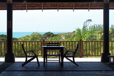 Empty bench on beach