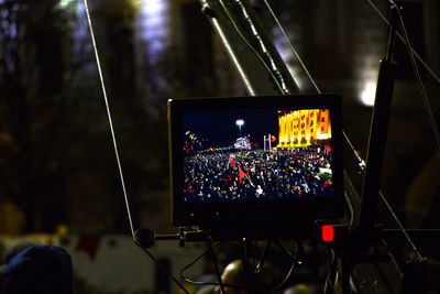 Illuminated christmas lights at music concert