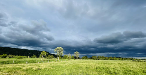 Scenic view of land against sky