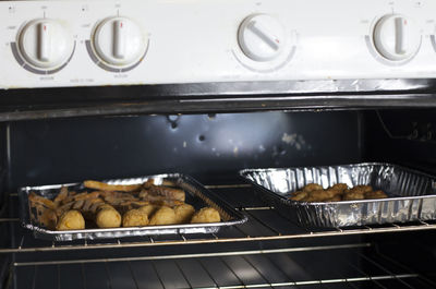 High angle view of food in kitchen