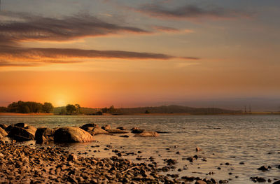 Scenic view of sea against sky during sunset