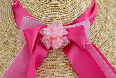 Close-up of pink petals on beach