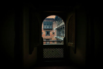 Building seen through window