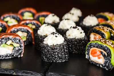 Close-up of sushi on table