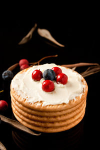 Close-up of strawberry cake