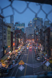 View of city street at night