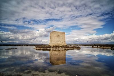 Scenic view of lake against sky