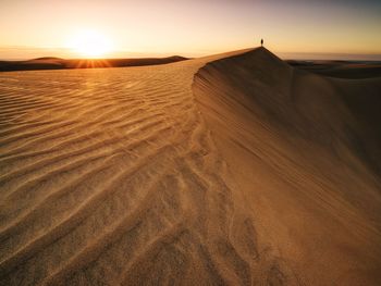 Scenic view of desert against sky during sunset