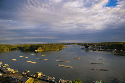 High angle view of river against sky