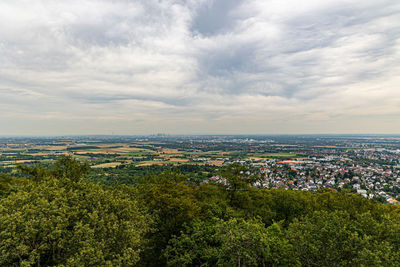Aerial view of townscape against sky