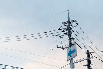 Low angle view of electricity pylon against sky