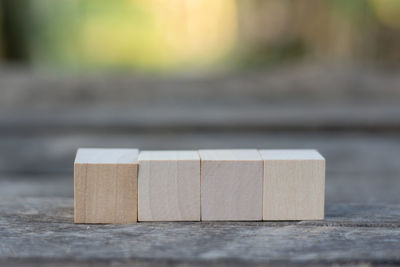 Close-up of wooden blocks on table