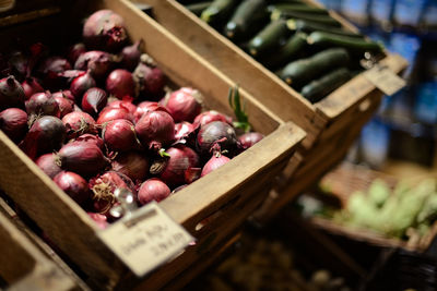 Close-up of vegetables for sale in market