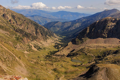 High angle view of valley against sky