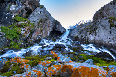 Scenic view of waterfall