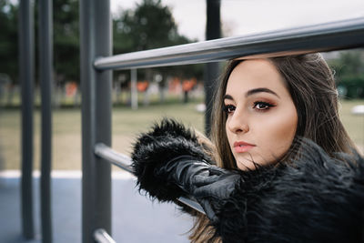 Portrait of woman at playground