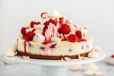 Close-up of dessert in plate on table