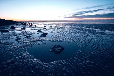 Scenic view of sea during sunset