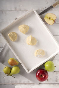 High angle view of fruits on table