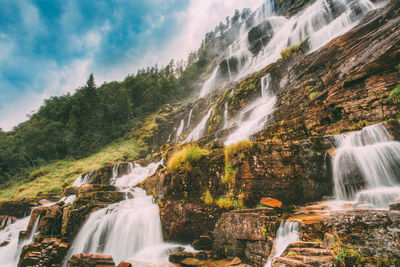 Scenic view of waterfall