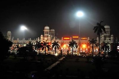 Illuminated street light at night