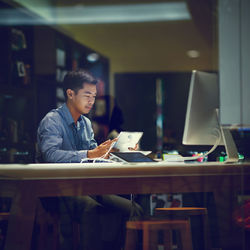 Man working on table