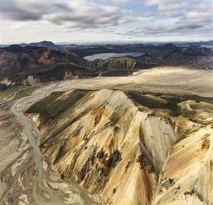 Dry river and lake in highlands