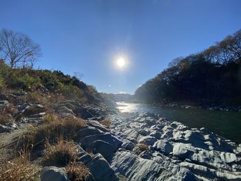 Scenic view of rocks against sky