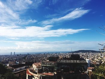 Aerial view of cityscape against sky