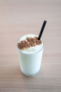 Close-up of cappuccino on table