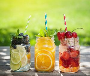 Close-up of fruits in jar