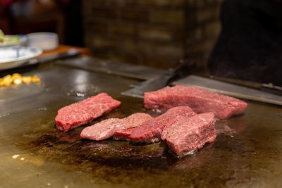 Close-up of food on table